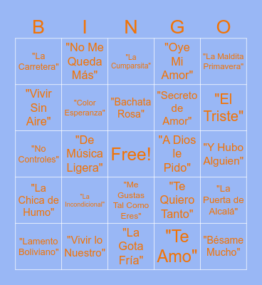 BINGO MUSICAL Bingo Card