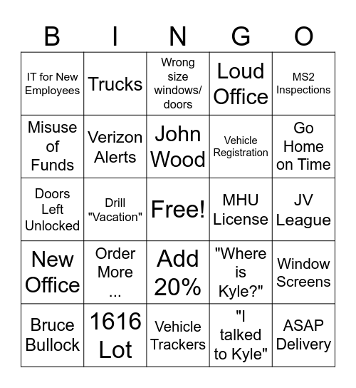 Trigger Bau! Bingo Card