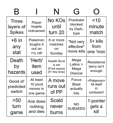 C2GS Draft League Season 5 Week 2 Bingo Card