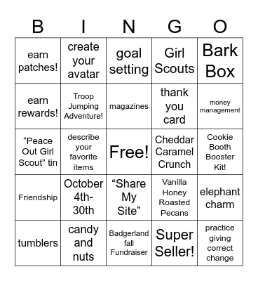 Fall Fundraiser BINGO Card