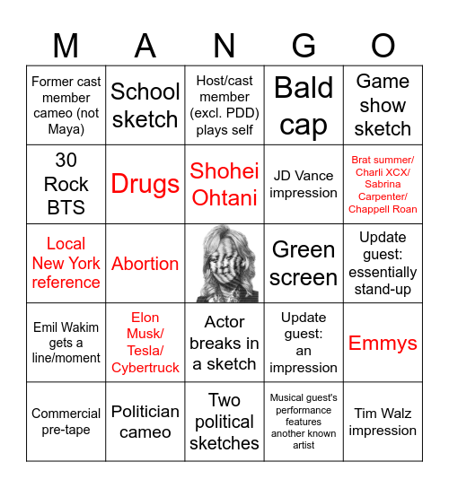 SNL Season 50 Premiere! Bingo Card