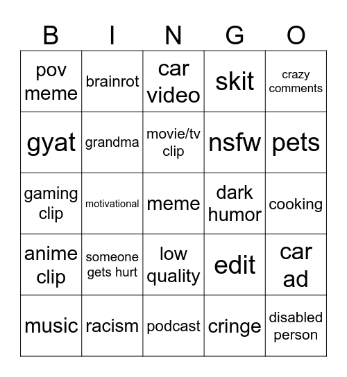 Untitled Bingo Card