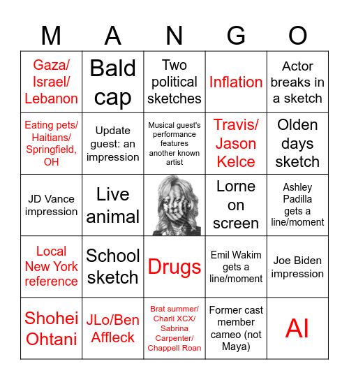 SNL Season 50 Premiere! Bingo Card