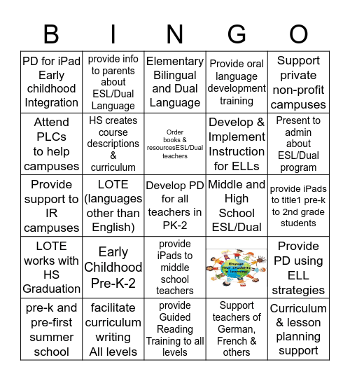 Connecting Languages Bingo Card
