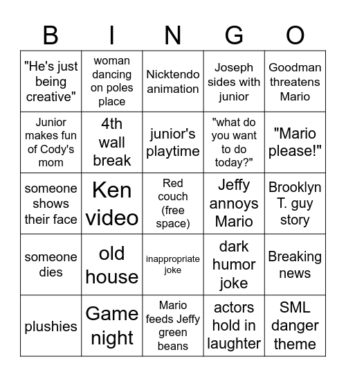 SML Bingo Card