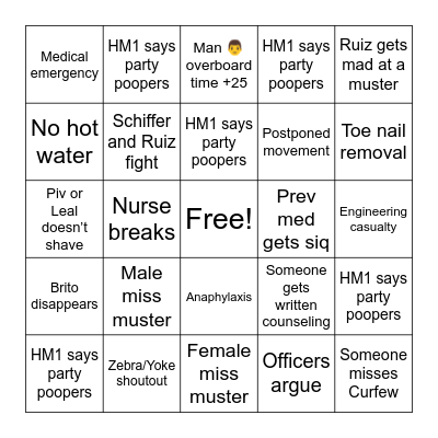 6 day float bingo Card