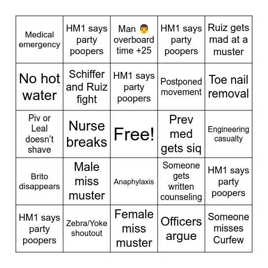 6 day float bingo Card