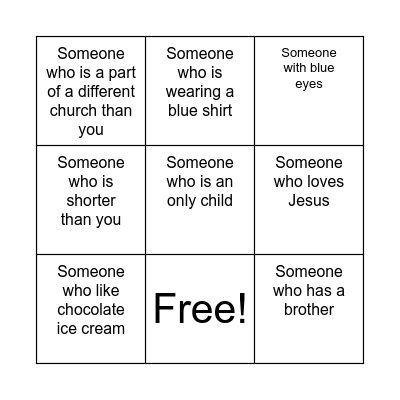 Find Someone Who Bingo Card