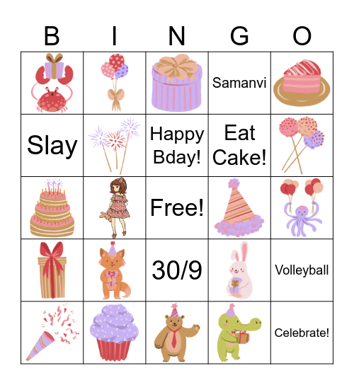 Samanvi’s Birthday Bingo! Bingo Card