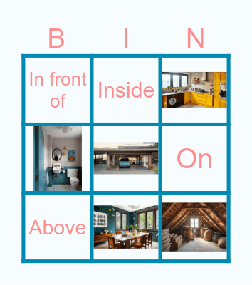 Parts of the house + prepositions Bingo Card