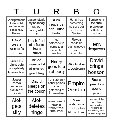 Turbo Bingo Card