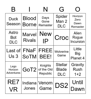 PS State of Play September 2024 Bingo Card