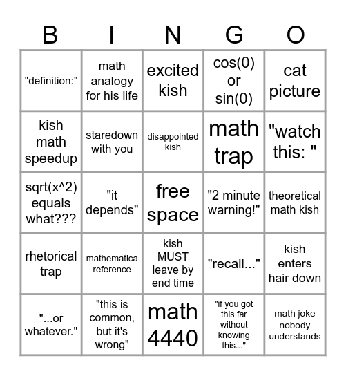 kish bingo Card