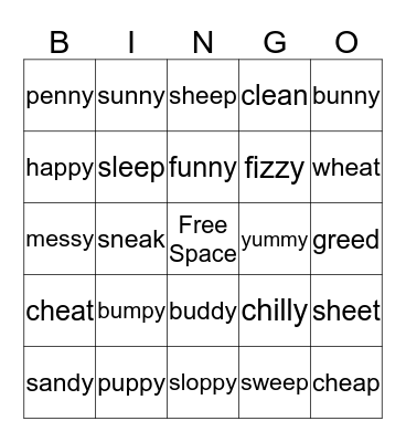 Long e Bingo Card