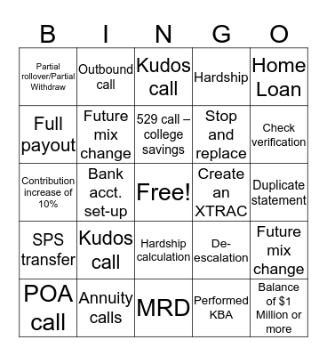Call Bingo Card