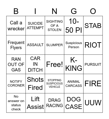 911 BINGO Card