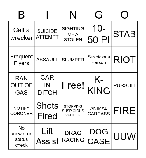 911 BINGO Card