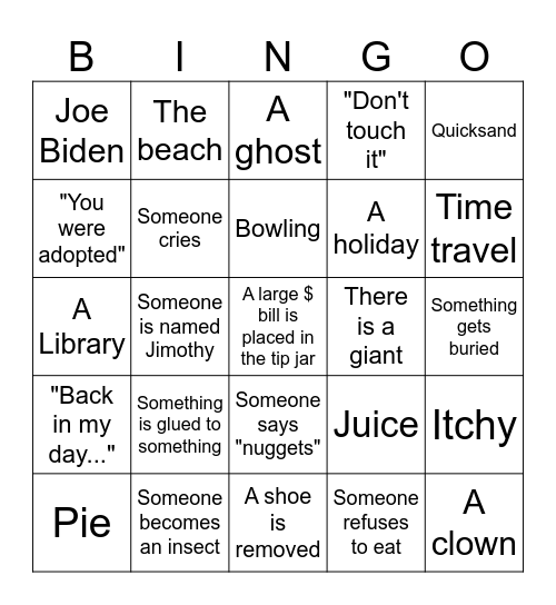 Monster Box Comedy Bingo Card