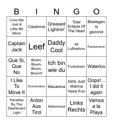 Land Van Luna Foute Muziekbingo Card
