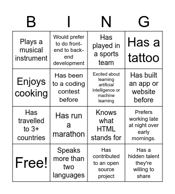 ALX Tech Championship Bingo Card