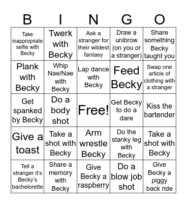 Becky Bingo Card