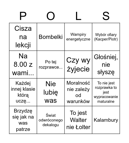 Marciniak Bingo Card