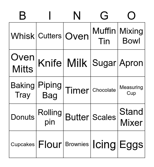 Baking Bingo Card