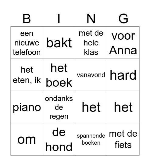 zinsontleding Bingo Card