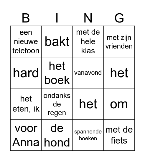 zinsontleding Bingo Card