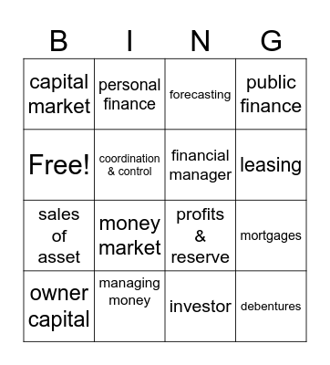 Finance Bingo Card