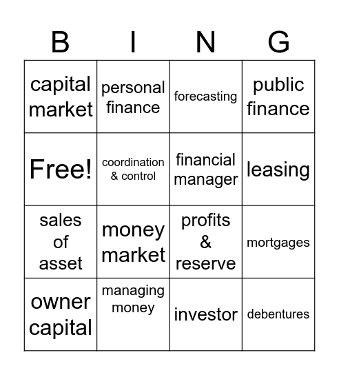 Finance Bingo Card