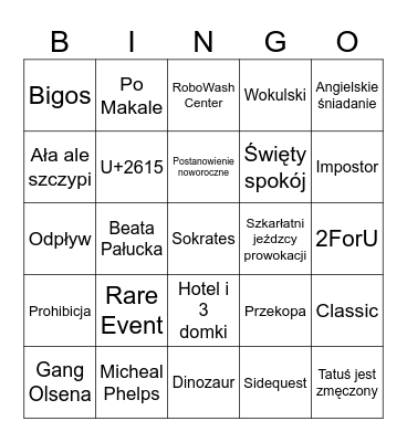 WARCHLAKI HOUSE Bingo Card