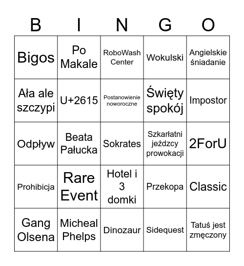 WARCHLAKI HOUSE Bingo Card