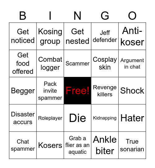 CoS Bingo Card