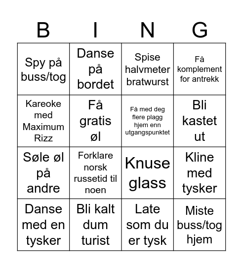 Die Visen Bingo Card