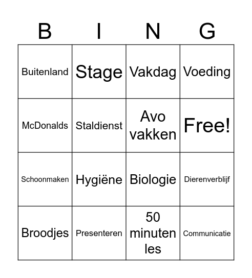 Paravet Bingo Card