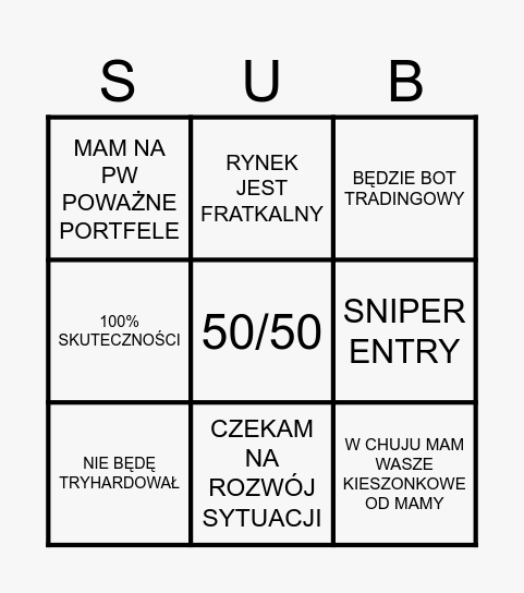 SUBE BINGO Card