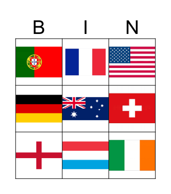 Countries Bingo Card