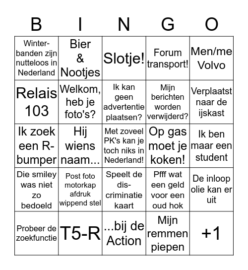 Volvo 850 forum BINGO Card