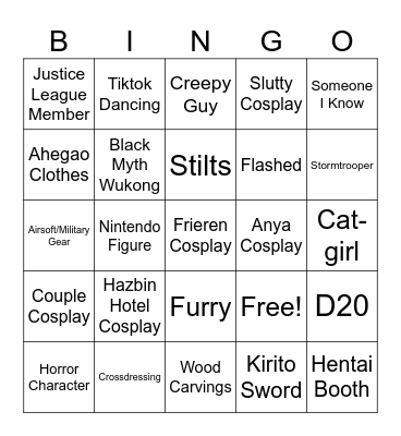 Comic-Con Bingo Card