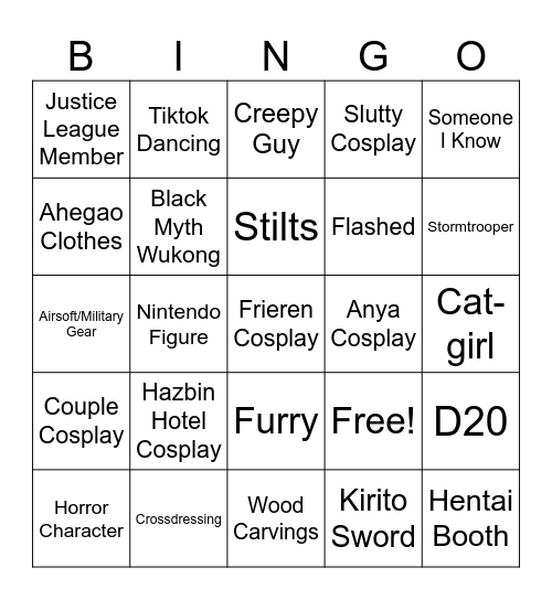 Comic-Con Bingo Card