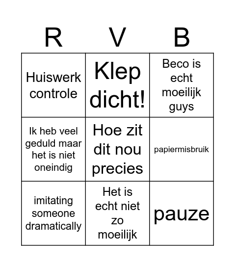 Beurden Bingo Card