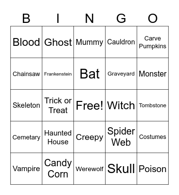 Halloween Bingo Card