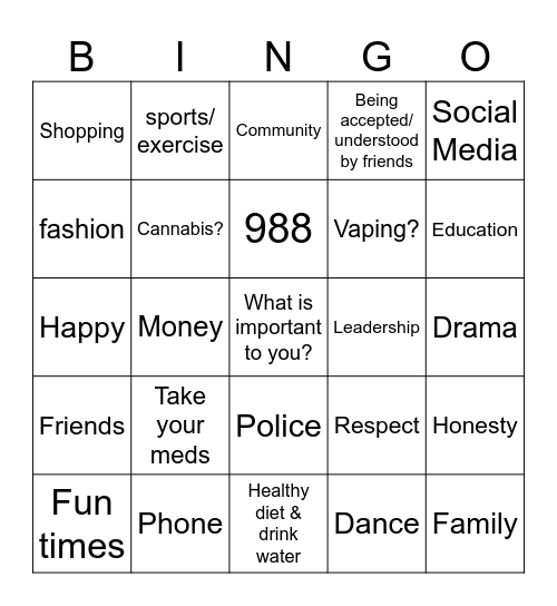 WPB PAL BINGO Card