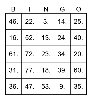 BINGO MUSICAL Bingo Card