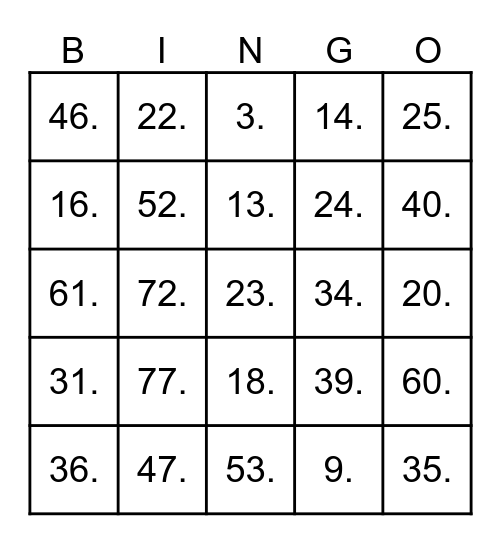 BINGO MUSICAL Bingo Card