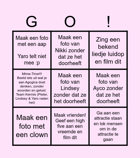 Agogica kermis Bingooooo! Bingo Card