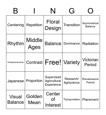 Review Bingo Card