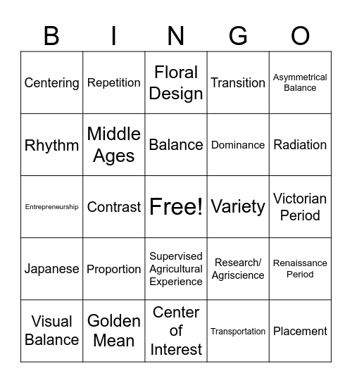 Review Bingo Card