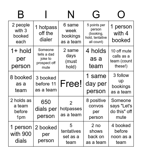 Best Seller's Bingo Card